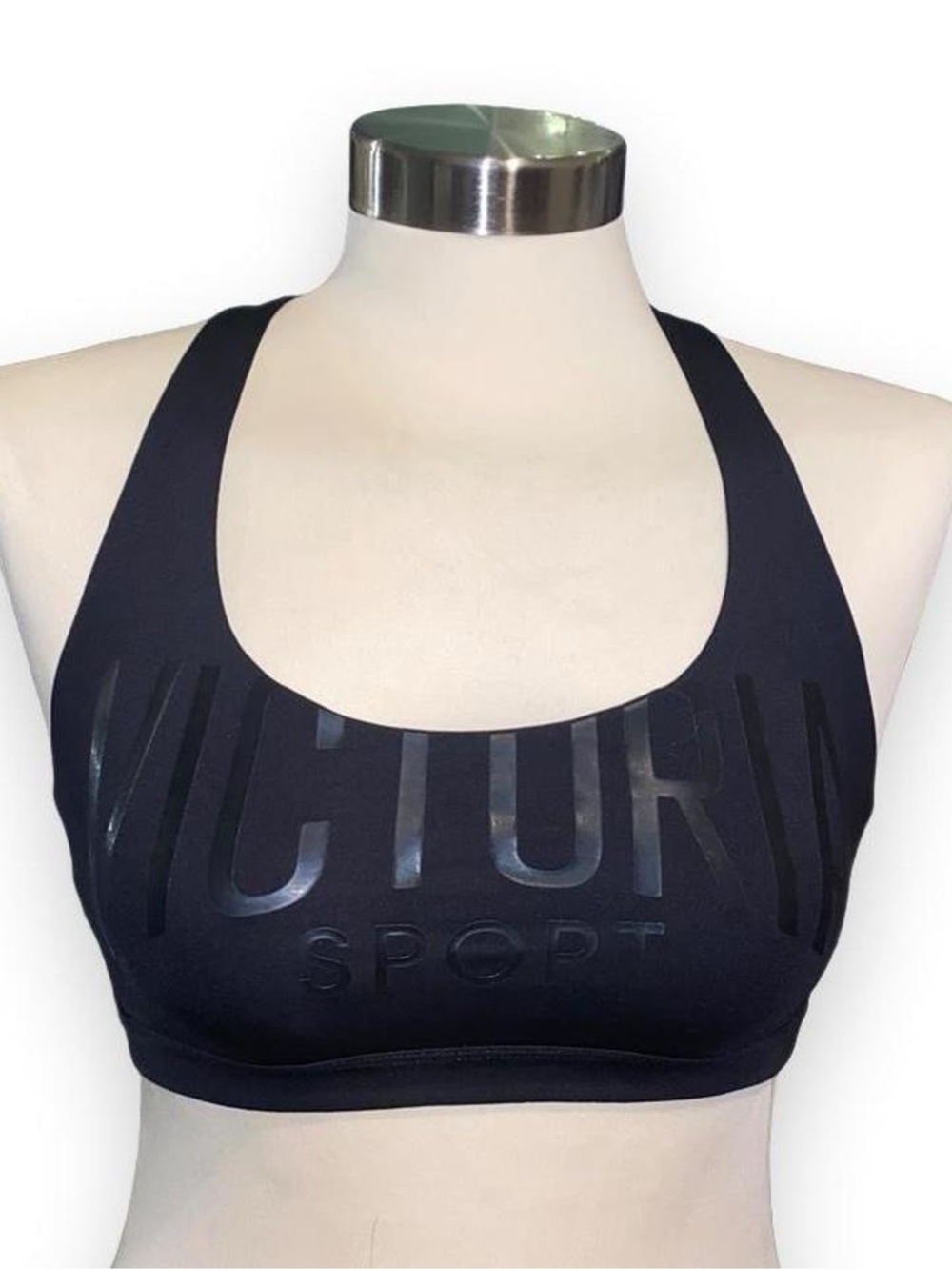 Victoria's Secret Black Logo Strappy Racerback Sports Bra
